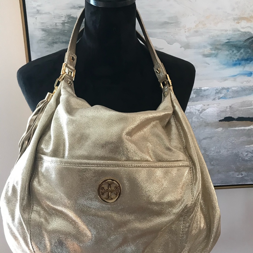Tory Burch Brushed Metallic Gold Shoulder Bag